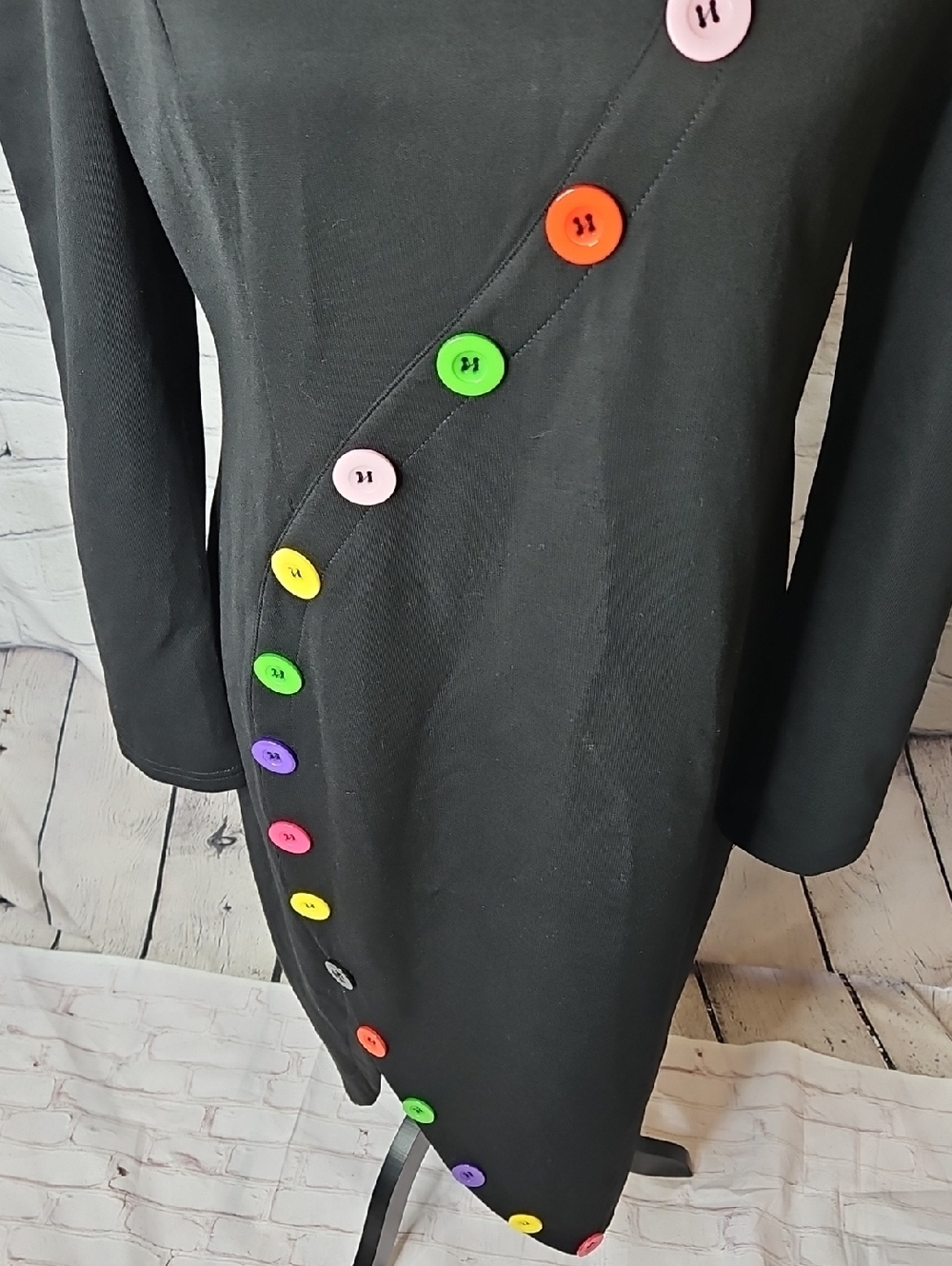 Oshoplive Long Sleeve Button Detail Midi Bodycon Dress Size Large New with tags - Picture 3 of 8